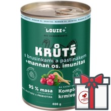 Louie konzerva morčacie s brusnicami a prebiotikami SET 4x 400 g + Louie vývar 400 g ZADARMO