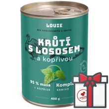 Louie konzerva morčacie s lososom a žihľavou SET 4x 400 g + Louie vývar 400 g ZADARMO