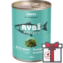 Louie konzerva ryba s riasami SET 4x 400 g + Louie vývar 400 g ZADARMO