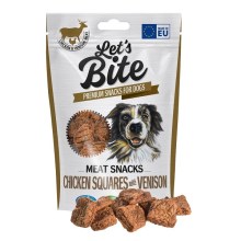 Maškrty Brit Let's Bite Meat Snacks Chicken and Venision Squares 80 g