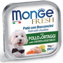 Monge Dog Fresh paštéta a kúsky s kurčaťom a zeleninou 100 g
