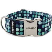 Mooria Cyan Dots obojok s kovovou sponou veľ. L