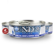 N&D Cat Ocean konzerva Kitten Tuna&Codfish&Shrimps&Pumpkin 80 g SET 1+1 ZADARMO