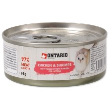 Ontario Cat konzerva Kitten Chicken Pieces & Shrimp 95 g Ontario Cat konzerva Kitten Chicken Pieces & Shrimp 95 g