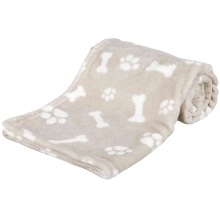 Plyšová deka Trixie Kenny béžová s kockami a labkami 100 cm