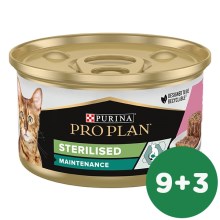 Pro Plan Cat Sterilised Maintenance tuniak a losos v paštéte 85 g SET 9+3 ZADARMO
