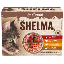 Shelma Cat Multipack GF dusené filetky mäsové receptúry v omáčke 12x 85 g