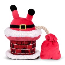 Vianočná hračka pre psov P.L.A.Y. Santa v komíne 17 cm
