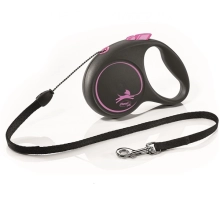 Vodítko Flexi Black Design M lanko 5 m/20 kg ružové