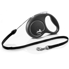 Vodítko Flexi Black Design M lanko 5 m/20 kg strieborné