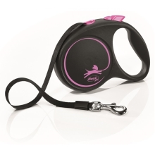 Vodítko Flexi Black Design S pásik 5 m/15 kg ružové